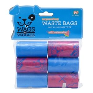 90 Wags & Wiggles Large Scented Dog Waste Bags Watermelon Scented Dog Poop Bags